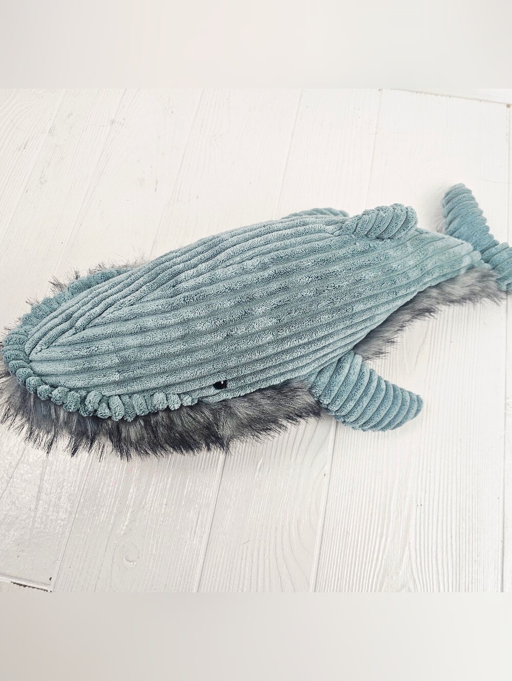 Jellycat Wiley Whale Plush 22” Teal Corduroy Faux Fur Stuffed Animal